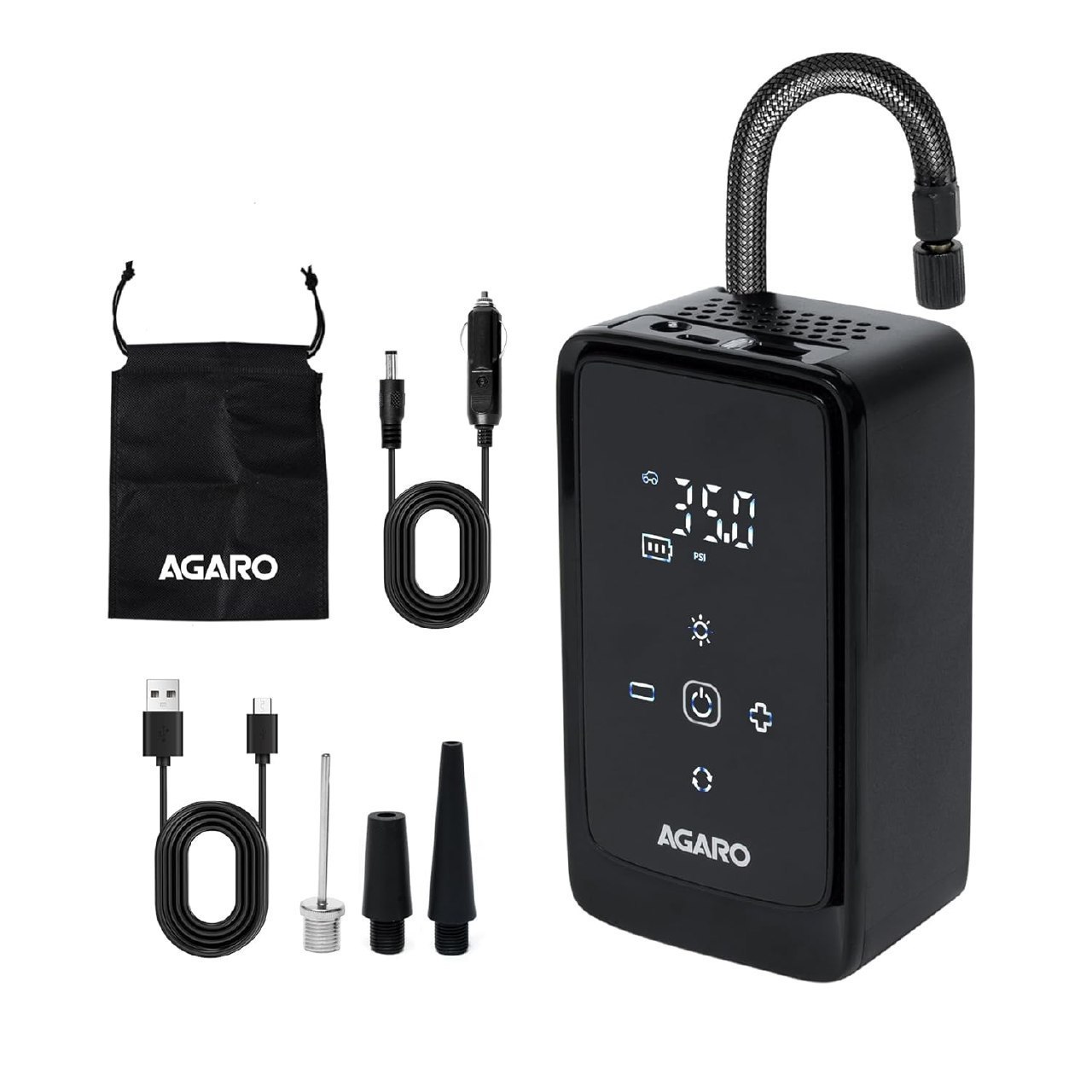 AGARO Atom Cordless Tyre Inflator, 150 PSI, 4500mAh Battery