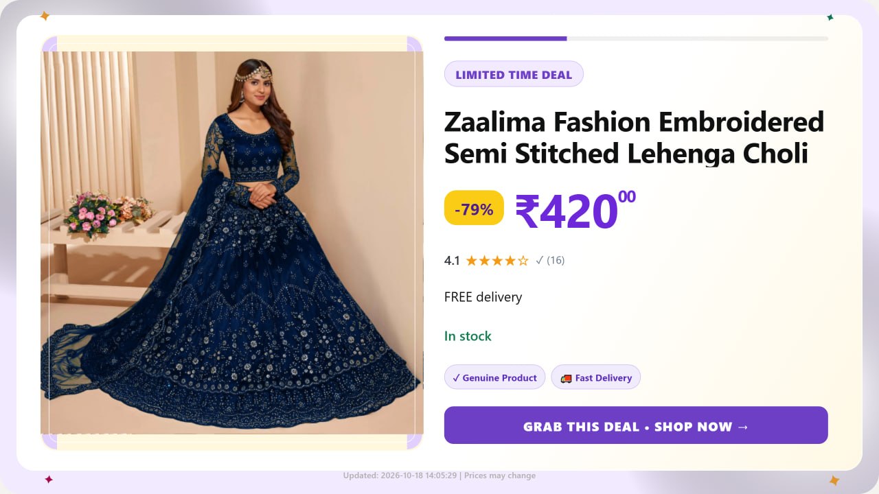 Embroidered Semi Stitched Lehenga Choli