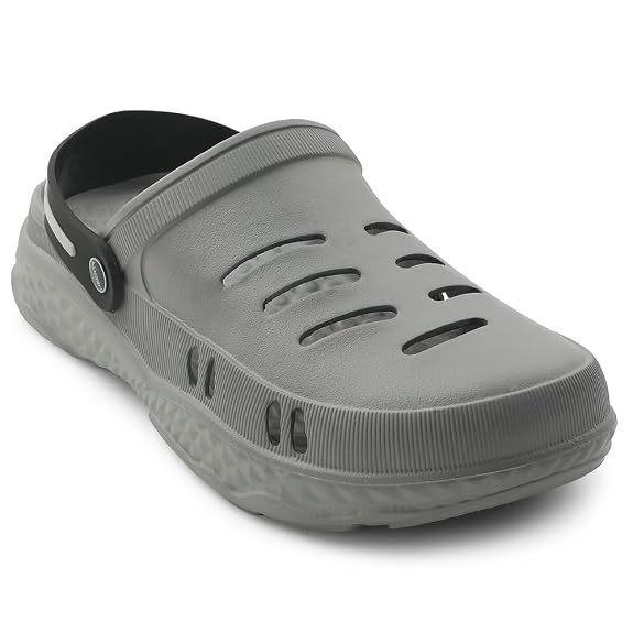 Liberty A-HA BEACHRIDEM Clogs for Men - Black & Grey EVA Slip-On Casual Clogs | Soft Moulded Footbed, Lightweight Everyday Footwear for Home, Casual, Errands, Daily, Outdoor & Relaxed Wear