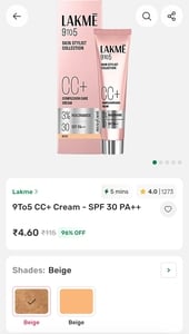 Lakme 9To5 CC+ Cream - 96% OFF
