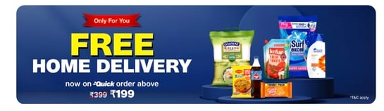 Jiomart free delivery above Rs199 order (user specific)