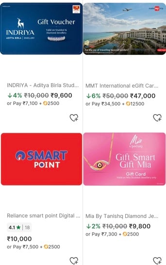 Flipkart : Gift cards at 25% off any value upto 1lakh (may be user specific)