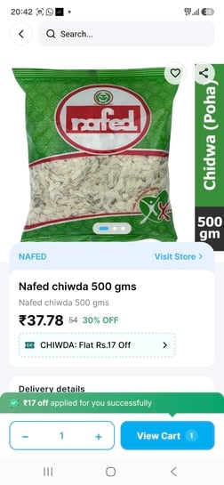 Nafed Chiwda poha 500gm- at 24rs