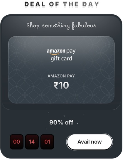 Hubble Deal of day amazon pay gv at 1rs Worth 10 got 2nd time in same account
