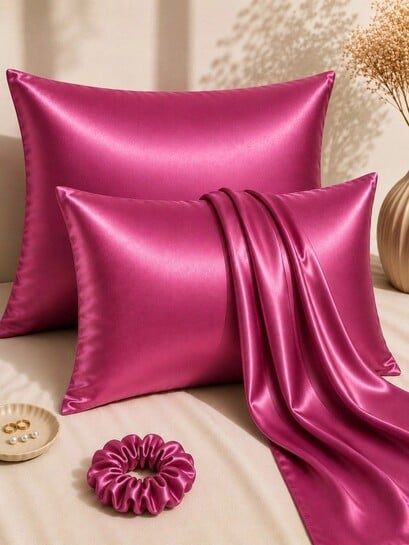 Buy Myntra Elegant Homes Purple 2 Pieces Solid Pure Silk Blend Rectangle Pillow Covers - Pillow Covers for Unisex 43004529 | Myntra