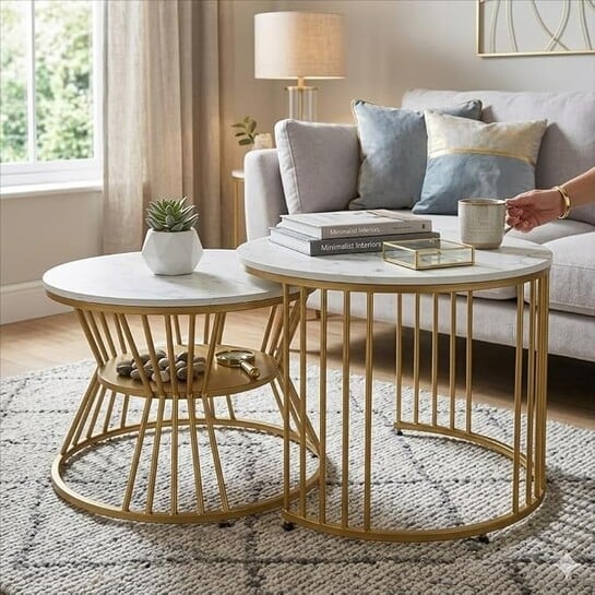 Solimo Nature Haven Round Nesting Coffee Table Set of 2 @1511