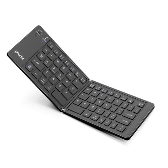 Geonix Neo Fold 11, Foldable Wireless Keyboard | BT 5.0 Version | Rechargeable | 1 Year Warranty | 100+ Working Hours, Li-Polymer Battery (Black)