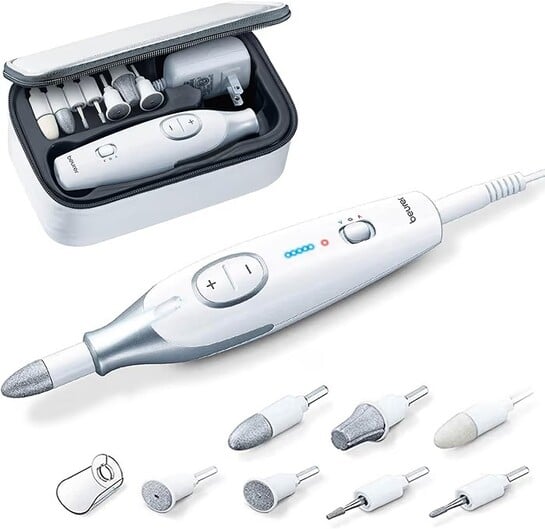 Beurer MP 42 German EngineeringI Manicure Pedicure Kit for women I German Engineering I Electric Nail File with 7 Sapphire & Felt Attachments I For filing, shaping, buffing, callus removal,....