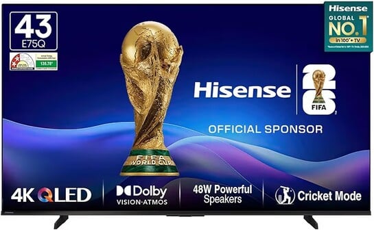Hisense 108 cm (43 Inches) 4K Ultra HD Smart Hi-QLED TV | 48W Speakers | Dolby Atmos & HDR10+
