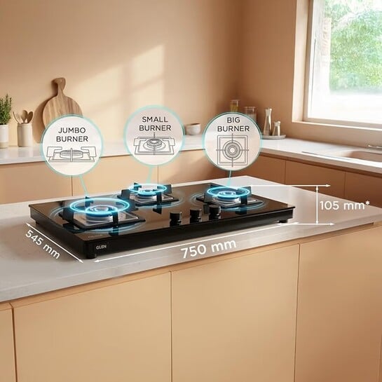 Glen Ultra Slim Premium LPG Gas Stove 3 Burner