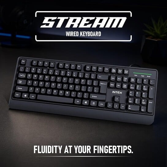 Intex Stream Wired Keyboard IT-KB335 | USB 2.0 Full Size Keyboard | 5 Million Click Key Life | 1.5M Cable