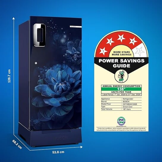 Bosch 187 L, 4 star, Direct-Cool Single Door Refrigerator | 18 Hrs Cooling Retention | 2.5X Faster Cooling | Spacious Multi Box | XL Dry Storage | SuperFreeze (2026 model, CST18B24VI, Sevian...