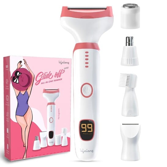 Lifelong Bikini & Full Body Trimmer for Woman | 6in1 Sensitive Painless Intimate Hair Remover Trimmer