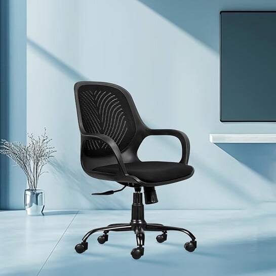 ROSE® Zaria | 3 Years Brand Warranty | Ergonomic mesh mid-Back Office Chair, Perfect for Study, Work from Home, revolving, Rolling Computer Desk Chair (Black, Revolving) : Amazon.in: Home & Kitchen