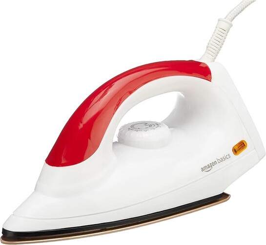 Click to enlarge amazon basics 1000 Watts Dry Iron with Non-Stick Soleplate | Stainless Steel Base | Ergonomic