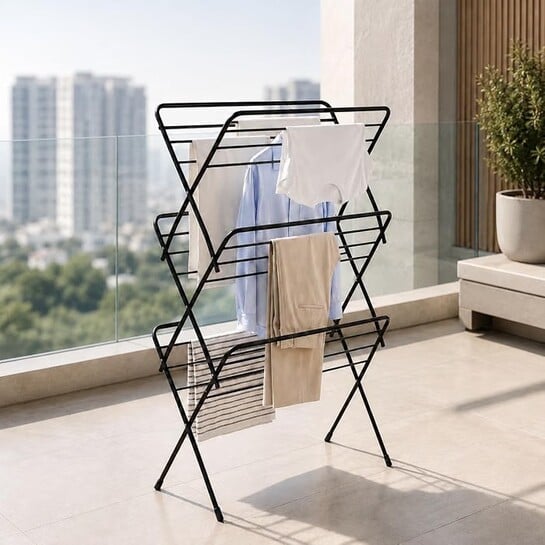 Click to enlarge Lifelong Foldable Alloy Steel Cloth Drying Stand for Balcony