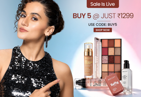 Swiss Beauty BFF Sale – Buy 5 @ ₹1,299 + 30% Cashback + Extra 5% Off on Prepaid Orders