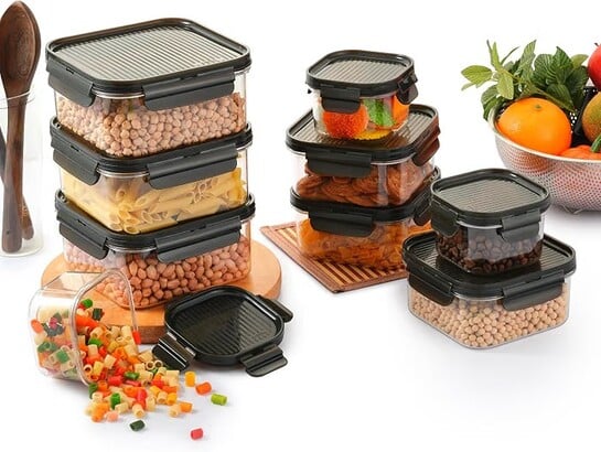 Click to enlarge CELLO Modulock Pet Storage Container For Kitchen Set of 9 Pcs, Black (1000ml x 3, 600ml x 3, 260ml x 3)