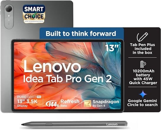 Click to enlarge Lenovo Idea Tab Pro Gen 2 (Smartchoice) with Pen Plus | 13" Display, 3.5K Resolution, 144 Hz Refresh |12GB, 256GB | Snapdragon 8s Gen 4