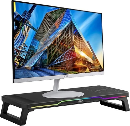 Acer DeskPro Monitor/Laptop Stand with 15W Wireless Charging, RGB LED (10 Modes: Breathing, Flashing, Running, Gradient)