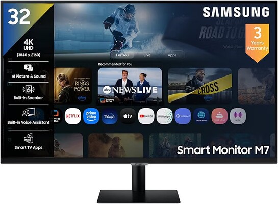 Samsung 32" (80 cm) 4K M7 Vision AI Smart Monitor|UHD 3840 x 2160