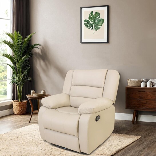 Peachtree Manila Manual Recliner- 3 Years Warranty, Pink | 1 Seater Chair Sofa | 3 Modes of Comfort | Mango Wooden Frame with Suede Fabric | Single Seater Sofa Recliner for Living Room Bedroom