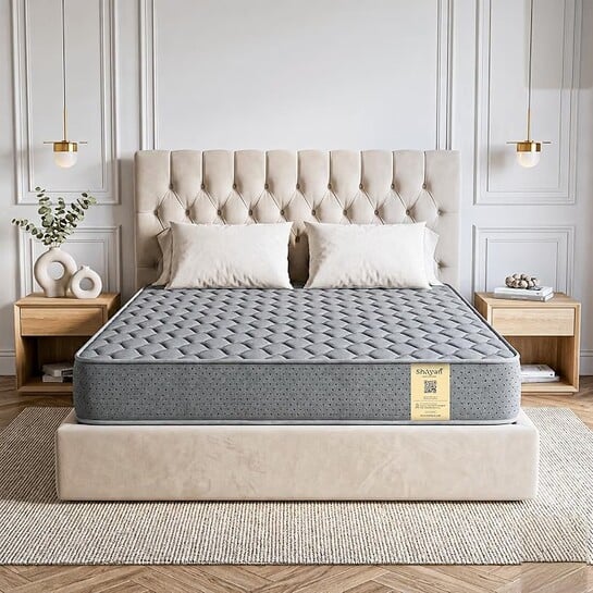 Shayan Orthopedic Memory Foam Mattress | 4 inch Queen Size | HR Foam Support with Motion Isolation | 78x60x4 Inches Grey.