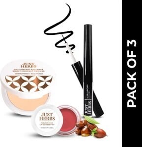 Just Herbs On-The-Go Beauty Trio Pack (Compact, Eyeliner, Lip & Cheek Tint) Compact (brown, 85.5 g)