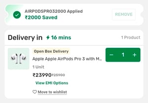 Airpods Pro 3 with Magsafe charging case at Rs.21996