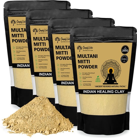 Simply Vedic 100% Natural Multani Mitti Powder (4 x 200g = 800g) @ ₹98 Only | 88% Off | Now or Never Deal!