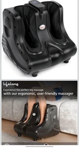 Lifelong Foot & Calf Massager Machine for Pain Relief | 3 Adjustable Intensity Levels| Electric Massager with Digital Display | Feet Massage for Blood Circulation & Soothing Heat - Max Temp upto 42°