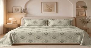 BSB HOME 225 TC  Cotton feel Double Bed Bedsheet with 2 Pillow Covers,