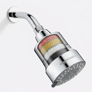 Amazon Basics Filtered Shower Head | 5 Spray Modes | Water Softener | Chrome Finish