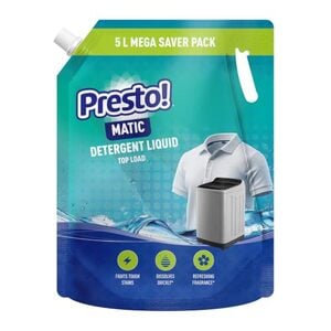 Amazon Brand - Presto! Matic Top Load Liquid Detergent Refill Pack 5L | Floral Scent | Intense Cleaning for Top Load Washing Machines