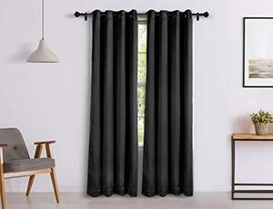 Amazon Brand - Solimo Room Darkening Blackout Door Curtain, 7 Feet, Set of 2 (Black), Eyelet, Solid