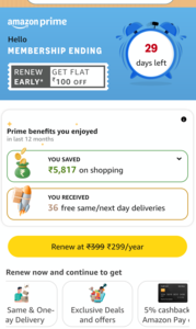 Click to enlarge Amazon Prime 1-Year Renewal at ₹299
