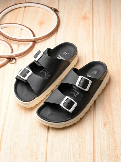 Buy AfroJack Women Buckle Detailed Leather Comfort Sandals - Sandals for Women 28755202 | Myntra