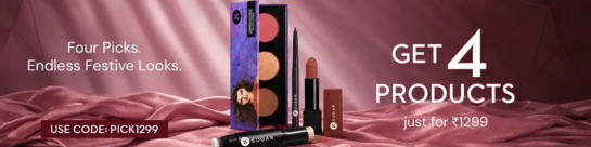 SUGAR Cosmetics Festive Glam Bundle – Pick Any 4 Products at ₹1299 (Code: PICK1299)