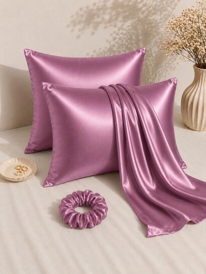 Click to enlarge Buy Myntra Elegant Homes Pink 2 Pieces Solid Pure Silk Blend Rectangle Pillow Covers - Pillow Covers for Unisex 43004504 | Myntra