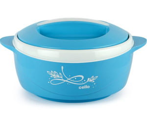 CELLO Sapphire Insulated Casserole Hot Pot For Kitchen 1250 ml Blue | Easy to Serve Airtight Outdoor Safe Inner Steel Insulated Keeps Food Hot & Warm Casserole Hot Pot Case Set For Roti Rice Biryani