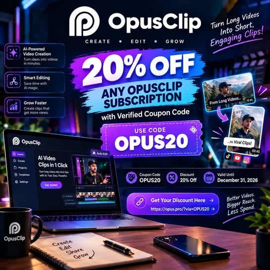 Get 20% Off Any OpusClip Subscription – Use Code OPUS20