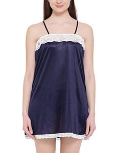 Click to enlarge Clovia Women's Satin Mid Thigh Length Nightdress