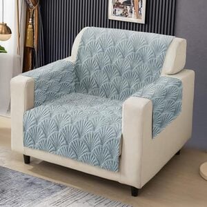 Click to enlarge Cortina Premium Style Anti Slip 1 Seater Sofa Cover Set | Microfiber Sofa Slipcover |1 Back Cover + 1 Seat Cover + 2 Handle Cover - Silver