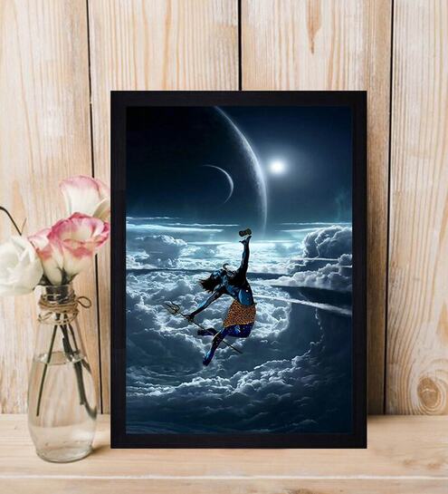Dancing Shiv Texture Paper Framed Art Print