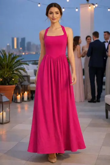 Women Fit & Flare Pink Maxi Dress | Flipkart