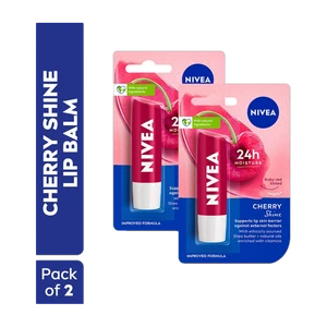 NIVEA Fruity Shine Lip Balm Cherry (Pack of: 2, 9.6 g)