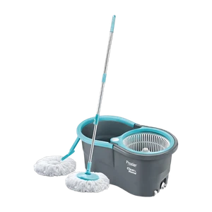 Prestige Alpha with 2 Microfiber heads 360 Degree Spinner Mop Set (Grey, Blue)