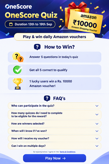 OneScore Quiz | Win ₹10,000 Amazon Shopping Voucher | Play & Win Daily