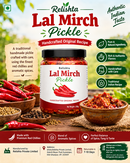 Relishta Lal Mirch Pickle  | Authentic Handmade Indian Achar