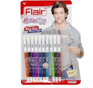 FLAIR Hi-Fashion Gel Pen (Pack of 10, Ink Color - Multicolor)